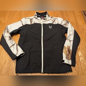 Bushmaster Womens Black And  Winter Camouflage Real Tree Full Zip Jacket Medium